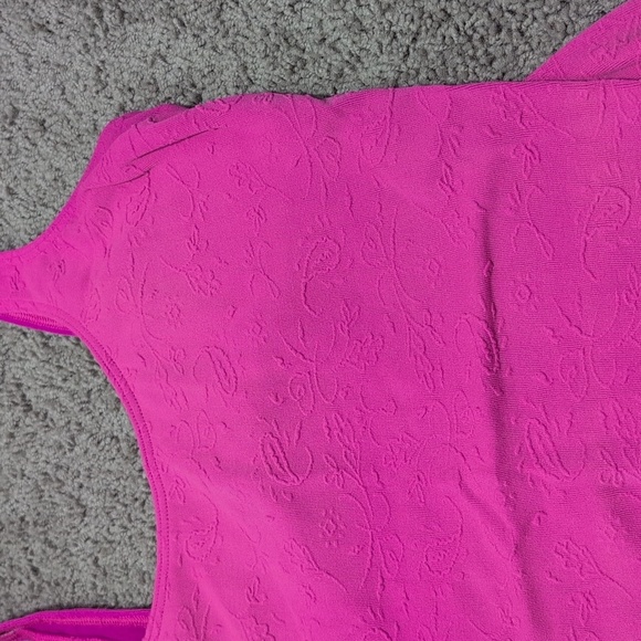 Vintage Christina Pink Floral Textured One Piece Leotard Swim Bodysuit Aerobics - Picture 3 of 11